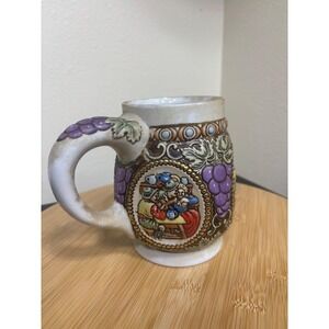 Vintage Ceramarte Stein Mug Beer Tankard Grape Design Sem Amor Ninguem Viver